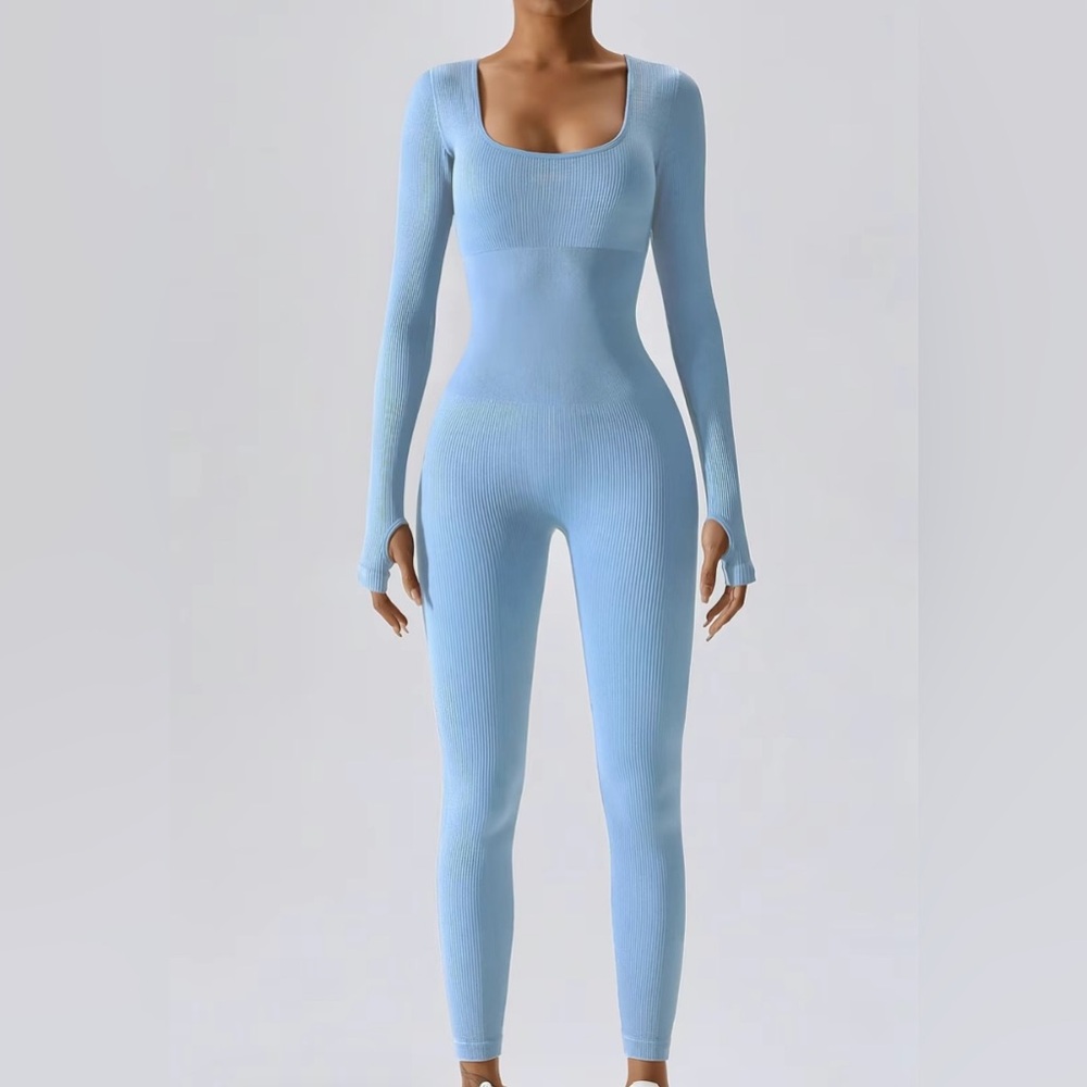 Solid Ribbed Bodycon Jumpsuit
